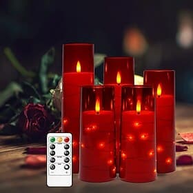 5 Pcs LED Acrylic Electronic Candle Lights with Timer  Remote Control for Valentine's Day, Indoor/Outdoor Bedroom, Living Room, Dining Room, Tabletop Décor  Ni