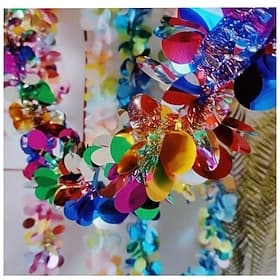 Tinsel Garland with Shiny Sequins – Festive Ribbon Streamers for Party Decoration, Wedding, Birthday, Holiday, and Christmas Tree Décor, Sparkling Hanging Garl