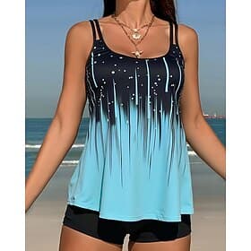Women's Bathing Suit 2 Pieces Swimsuits Printed Ultra Light (UL) UV Protection Elastic Sleeveless Swimwear Surfing Snorkeling Summer