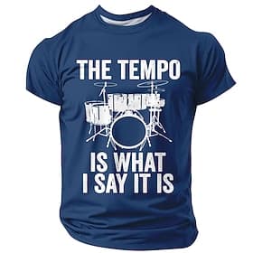 The Tempo Is What I Say It Is Drummer T Shirt Funny Music Drum Kit Graphic Tee Men Vintage Percussion Musician Gift Casual Short Sleeve Top Clothing Apparel S
