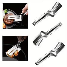 3pcs Stainless Steel Thickened Frying Pan Fork Steak Fish Spatula Kitchen Spatula Multifunctional Steak Clip Pancake Tool Heat-Resistant Fish Spatula Large Fli