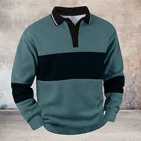 Men's Striped Pullover Rugby Polo Rugby Polo Shirts Long Sleeve Polo Shirts Collar Vintage Casual Outdoor Street Dailywear 3D Print Buttons Spring Fall Winter