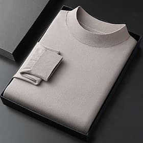 Men's Turtleneck Sweater Pullover Sweater Jumper Jumper Ribbed Knit Regular Tops Knitted Plain High Neck Basic Keep Warm Casual Daily Wear Clothing Apparel Fal