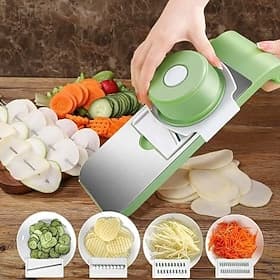 7pcs Stainless Steel Multifunctional Vegetable Slicing and Grinding Set with Replaceable Blades - Manual Kitchen Planning Tools for Various Vegetables, Vegetab