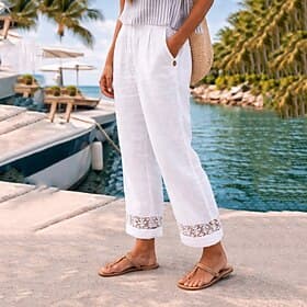 Mujer Pantalones de lino y algodón Chinos Pantalones de verano Ropa de calle Casual Hasta el Tobillo Media cintura Color sólido Bolsillo Cintura elástica Confo