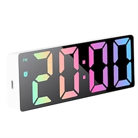 Digitaluhr, LED-Spiegeluhr, großer Spiegeltimer mit großem Display, geräuschloser, leuchtender Wecker mit Datums- und Temperaturanzeige, moderne Wohndekoration