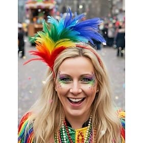 Women's Mardi Gras Feather Headbands in Multiple Colors, Vibrant and Fun, Perfect for Carnival and Masquerade Balls