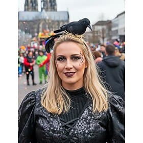 Women's Mardi Gras Black Raven Headband - Feathered Bird  Nest Costume Accessory - Gothic/Witchy Style for Carnival  Masquerade