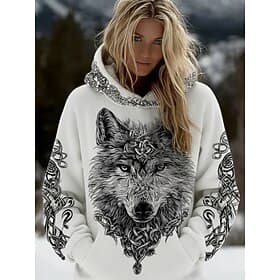 Femmes Sweat à capuche Patchwork Imprimé Poche Avant Graphique Animal Géométrique ancien Occasionnel Boho manche longue À capuche Hauts Réguliers Occasionnel R