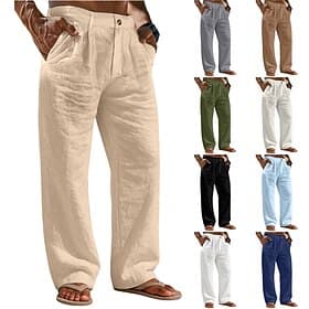 Per uomo Pantaloni di Lino Pantaloni Pantaloni Estivi Pantaloni Larghi Pantaloni da Spiaggia Tasca Semplice Comodità Traspirante Quotidiano All'aperto Spiaggia thumbnail 2
