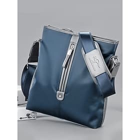 Sac messager imperméable en tissu Oxford pour homme – grande capacité, multipoches, disponible en bleu et noir