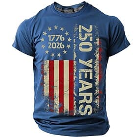 4. Juli 2026 250. Gedenktag Herren 3D Druck US Flagge Rundhals Kurzarm T-Shirt Alltag Straße thumbnail 2