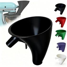 Flour Funnel for Kitchen Aid Mixer 5Qt, Anti-Splash Attachment for Tilt-Head Stand Mixer 4.5  5 Quart (KSM150), Dishwasher Safe No-Mess Baking Tool, Easy Pour