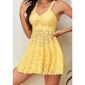 Women's Swimwear Swimdresses 2 Piece Tankini Swimsuit Backless High Waist Vacation Beach Wear Solid Color V Neck Sleeveless Bathing Suits