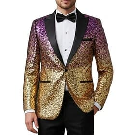 Disco Funny Jacket Blazer Christmas Party Suit Sequin Fancy Dress Men's Fancy Dress New Year Party  Evening Retro Theme Party Adults Coat