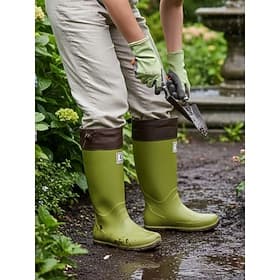 Women's Foldable Green Rain Boots - Waterproof, Adjustable Cuff Garden Boots with Non-Slip Sole  Practical Casual Style for Gardening, Yard Work, Outdoor Erran