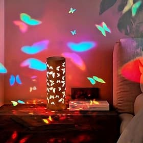 Bamboo butterfly hollow projection lamp Usb power supply indoor bedroom dining room bedside atmosphere decoration lamp night light 20CM height