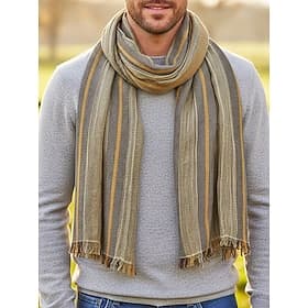 Écharpe en coton et lin pour homme, légère et douce, disponible en plusieurs couleurs, parfaite pour les occasions décontractées et formelles.