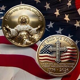 250th Anniversary Christian Commemorative Coin In God We Trust, Faith Religious Collectible Coin, Double-Sided Engraved Memorial Token, Christian Gift for Beli