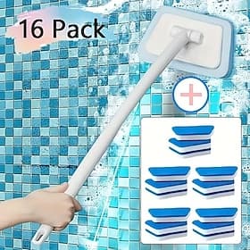 16-Piece Multi-Functional Cleaning Brush Set  Includes shower brush bathtub brush tile brush window glass brush floor brush with replaceable brush heads detach