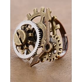 Women's Mardi Gras Steampunk Antique Alloy Cogwheel  Clock Hand Ring - Multi-Color Industrial Accessory for Carnival  Dress Up