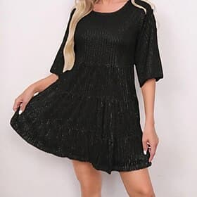 Damen Minikleid Weißes Kleid schwarzes kleid Paillettenkleid Pinkes Kleid Elegant Mode Klassisch Täglich Outdoor Party Lässiger Schnitt Einfach Kurzarm Rundhal