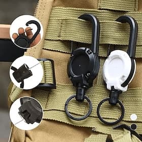 3pcs Outdoor Automatic Retractable Wire Rope Tactical Keychain, Durable and Lightweight Key Holder for Outdoor Activities, Camping, Hiking, and Everyday Use, C