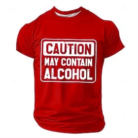 Caution May Contain Alcohol T Shirt Funny Warning Sign Graphic Tee Distressed Drinking Humor Gift Clothing Apparel S M L XL XXL XXXL