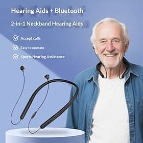 Rechargeable Neckband Hearing Aid Suitable For Seniors And Adults - Hearing Aid Amplifier 80-hour Operating Time Anti-loss Design Clear Audio
