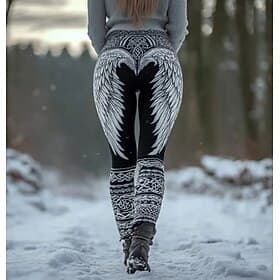 Per donna Leggings Vacanza Vintage Stile Etnico Lunghezza intera Vita Alta Grafico Piuma Stampa 3D Asciugatura Rapida Traspirabilità Morbido Elasticizzato Quot