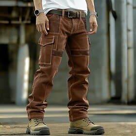 Hombre Pantalones cargo Pantalones de Pana pantalones de trabajo Pantalones de ante Retazos Multi bolsillo Pierna recta Plano Dispersor de humedad Transpirable thumbnail 2