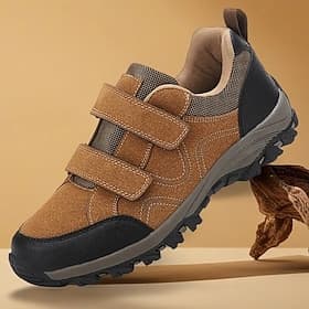 Men's Brown Velcro Strap Hiking Shoes – Comfortable and Durable Sneakers with Adjustable Straps, Perfect for Outdoor Activities, Hiking and Travel