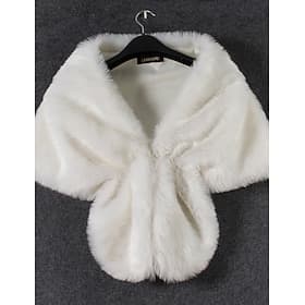Faux Fur Wraps Women's Wrap Elegant Sleeveless Faux Fur Wedding Wraps With Pure Color For Party Fall
