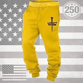 Men's Sweatpants Joggers Trousers Drawstring Pocket Elastic Waist Cross Comfort Breathable Daily Outdoor America's 250th Anniversary Vacation Fashion Blue Blac