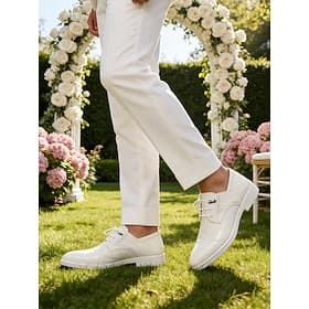 Men's White Faux Leather Dress Shoes, Classic Formal Footwear with Polished Finish, Perfect for Weddings and Special Events