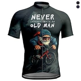 Homme Maillot de cyclisme Graphique Ne sous-estimez jamais un vieil homme Manche Courte Cyclisme T-shirt Maillot avec 3 poches arrière VTT Vélo tout terrain Sé