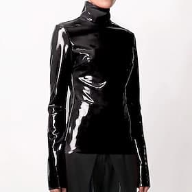 Top Glossy Finish Women's Wet Look Patent Leather Look High Neck Solid Color Costume for Club Party Dance Recital Carnival Adults'