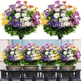 10 Bundles Artificial Daisy Plastic Flowers Realistic Flower Bouquets Outdoor Festival Decorations Suitable for Home Hotel Office Wedding Parties Family Garden