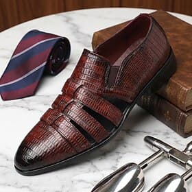 Men's Brown Faux Leather Sandals, Stylish Strap Design, Comfortable, Elegant Beach Wedding Footwear