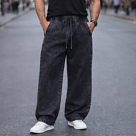 SoftFade™ Men's 100% Cotton Joggers Trousers Baggy Pants Casual Pants Drawstring Elastic Waist Straight Leg Solid Color Comfort Full Length Casual Daily Outdoo