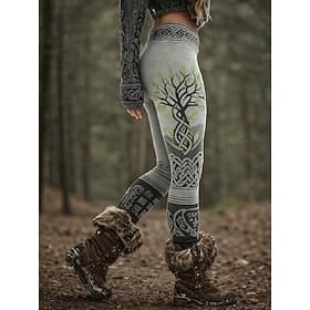 Women's Viking Leggings Vacation Vintage Ethnic Style Full Length High Waist Graphic Abstract 3D Print Quick Dry Breathability Soft Stretchy Daily Home Outdoor