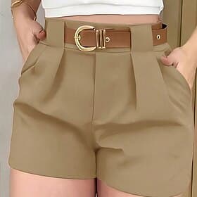 Women's Shorts Summer Shorts Beach Shorts Vacation Fashion Casual Daily Short Mid Waist Solid Color Plain Zipper Pocket Elastic Waist Comfort Quick Dry Soft In