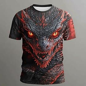 Dragon 3D All Over Print T Shirt Men Red Eye Fantasy Graphic Tee Short Sleeve Summer Monster Top Clothing Apparel S M L XL XXL XXXL