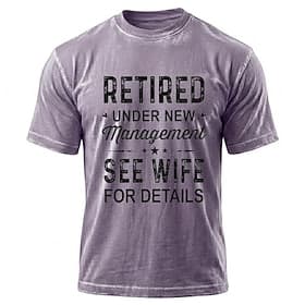 Retired Under New Management See Wife For Details Funny Men Purple Acid Wash T Shirt Cotton Blend Vintage Mineral Wash Tee Clothing Apparel S M L XL XXL XXXL