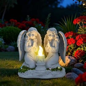 1 Pc Outdoor Solar Waterproof Praying Angel Resin Figurine Light, Garden Yard Pathway Lawn Decor, Religious Angel Statue, Farm Landscape Lighting, Outdoor Deco