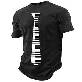 Piano Tie T Shirt Men Musical Keyboard Necktie Graphic Short Sleeve Tee Music Lover Gift Clothing Apparel S M L XL XXL XXXL