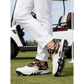 Men's White and Green Golf Sneakers with Spiked Sole, Comfortable  Durable, Perfect for Golf Courses  Active Outings