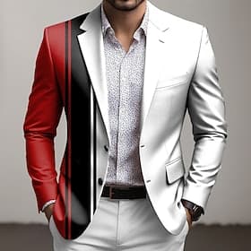 Men's Color Block Gradient Blazer Jacket Coat Smart Comfortable Breathable Artistic Casual Casual Daily Party Evening Wear 3D Print Buttons Multi Pocket Fall