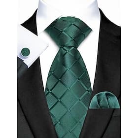 Men's Tie Pocket Square Cufflinks Set, Polyester Woven Pattern, Multi-Color Formal Accessories for Groom, Wedding, Valentine's Day, Business Events