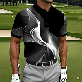 Men's Geometic Golf Sports Polo Shirts Polo Shirts Collared Shirts Casual Athleisure Buttons Summer Spring Blue Purple